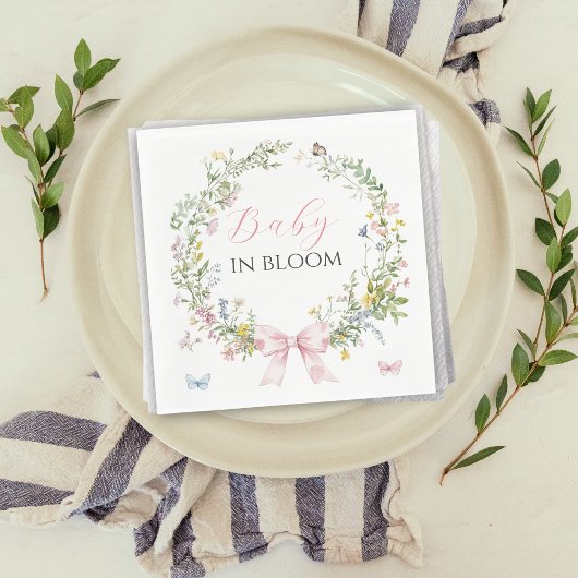 Serviette En Papier Bébé boho rustique en Baby shower boule rose en fl
