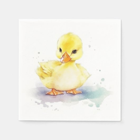 Serviette En Papier Bébé Canard 2 Aquarelle Papier Napkin (Devant)