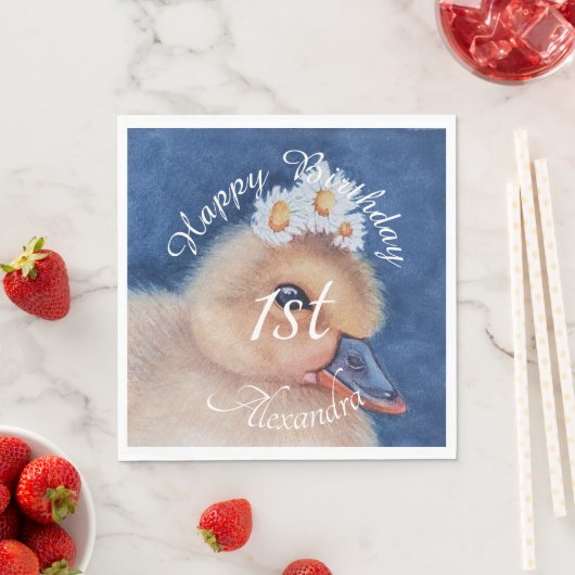 Serviette En Papier Bébé canard Joyeux anniversaire (En situation)