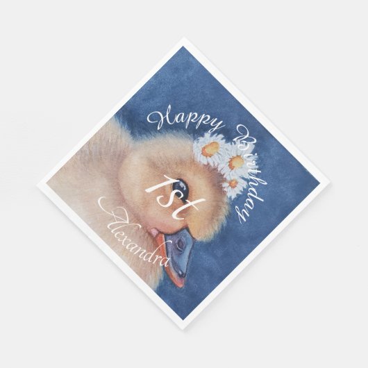 Serviette En Papier Bébé canard Joyeux anniversaire (Coin)