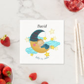 Serviette En Papier Bébé Casquette bleu foncé sur une lune (En situation)