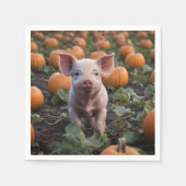 Serviette En Papier Bébé Cochon Dans Le Patch Citrouille, (Devant)
