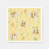 Serviette En Papier Bébé d'abeille mignonne et papier Fleur sauvage Na (Devant)