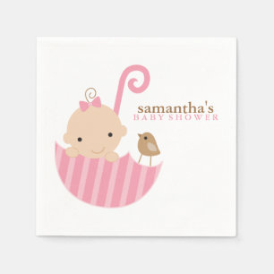 Serviette En Papier Bébé dans Baby shower parapluie rose