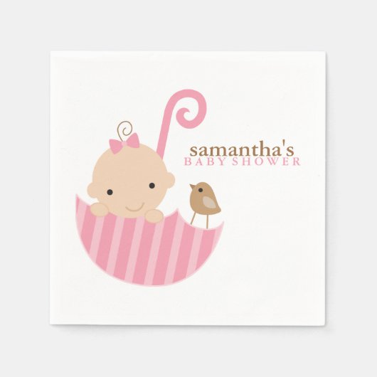 Serviette En Papier Bébé dans Baby shower parapluie rose (Devant)