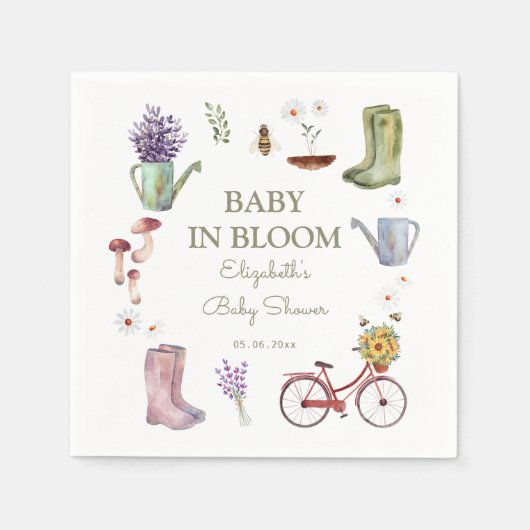 Serviette En Papier Bébé dans le Baby shower de jardin en fleurs (Devant)