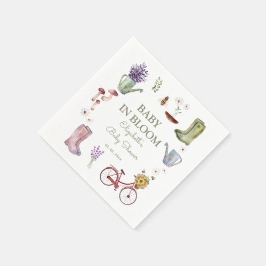 Serviette En Papier Bébé dans le Baby shower de jardin en fleurs (Coin)