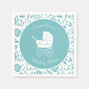 Serviette En Papier Bébé dans une douche en fleurs rose Fille aux fl