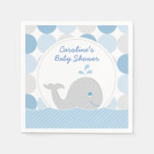 Serviette En Papier Bébé de baleine Mod Douche garçon Bleu et gris (Devant)