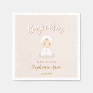 Serviette En Papier Bébé de baptême avec le capot