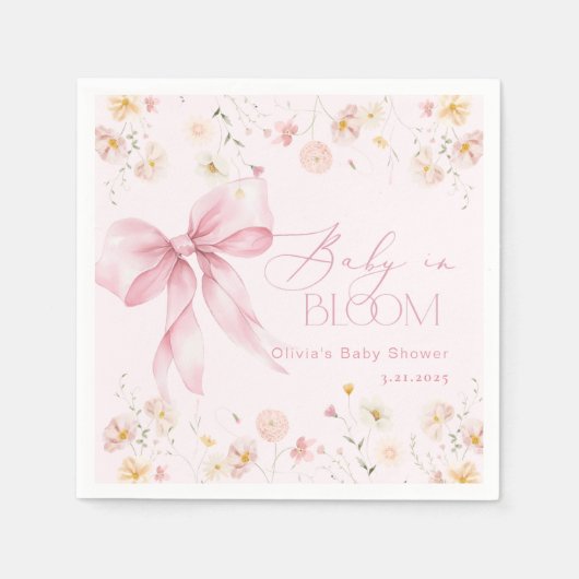 Serviette En Papier Bébé de Fleurs sauvages roses en fleurs (Devant)