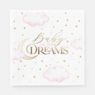 Serviette En Papier Bébé de nos rêves Lune et Étoiles Rose Baby Shower