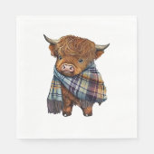 Serviette En Papier Bébé De Vache De West Highland Avec Écharpe Plaid (Devant)