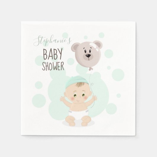 Serviette En Papier Bébé doux et ballon d'ours (Devant)