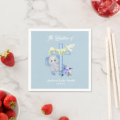 Serviette En Papier Bébé éléphant avec croix et colombe Baptême (En situation)