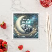 Serviette En Papier Bébé Eléphant Dormir Sur Crescent Moon (En situation)