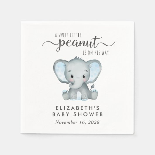 Serviette En Papier Bébé Eléphant mignon Douche garçon (Devant)