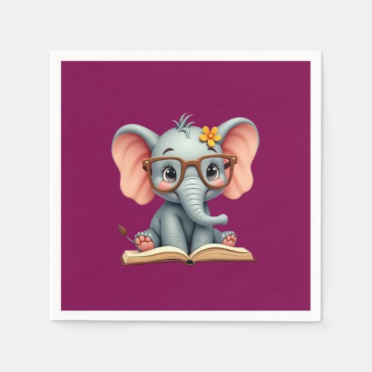 Serviette En Papier Bébé Éléphant Sage (Devant)