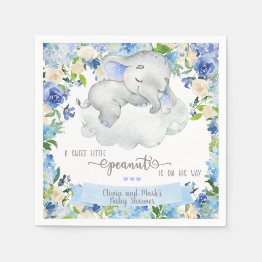 Serviette En Papier Bébé éléphant & serviettes de baby shower de nuage (Devant)