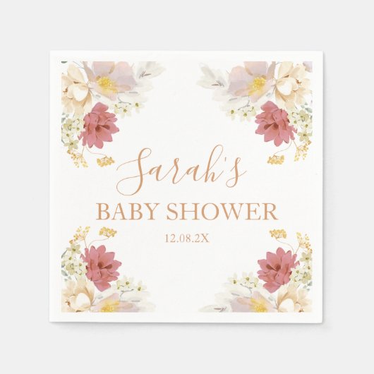 Serviette En Papier Bébé en Baby shower de fleurs serviettes (Devant)