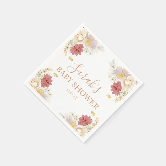 Serviette En Papier Bébé en Baby shower de fleurs serviettes (Coin)