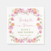Serviette En Papier Bébé en Baby shower Floral Bow en fleurs (Devant)
