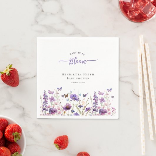 Serviette En Papier Bébé en fleur baby shower d'aquarelle moderne (En situation)