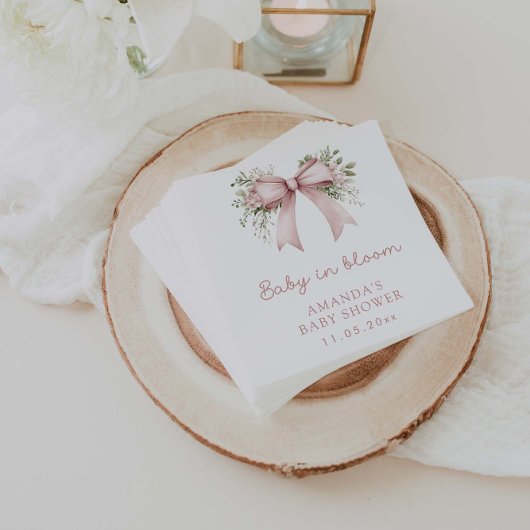 Serviette En Papier Bébé En Fleur Baby shower Fille Bow Rose