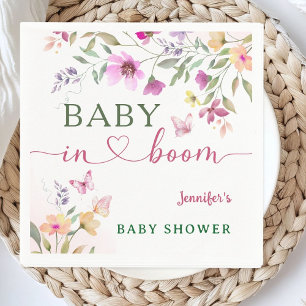 Serviette En Papier Bébé en Fleur Baby Shower Fille Rose Fleur Sauvage