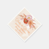 Serviette En Papier bébé en fleur, baby shower fleuri boho orange (Coin)