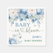 Serviette En Papier Bébé en Fleur Baby shower Floral Dusty Blue (Devant)