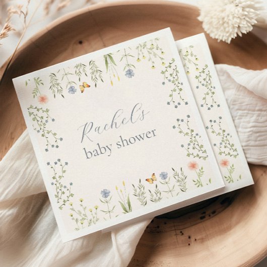 Serviette En Papier Bébé en Fleur Baby shower floral Napkin