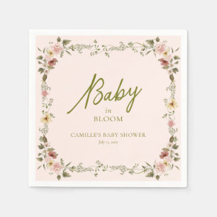 Serviette En Papier Bébé en Fleur Baby shower rose