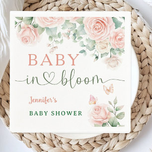 Serviette En Papier Bébé en Fleur Baby Shower Roses Roses Fille Floral