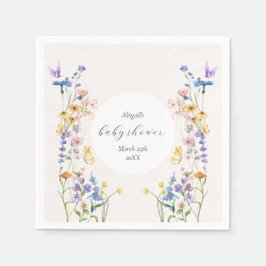 Serviette En Papier Bébé en fleur baby shower serviettes (Devant)