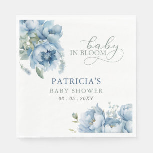 Serviette En Papier Bébé en Fleur bleu Baby shower Floral Garçon