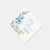 Serviette En Papier Bébé En Fleur Bleu Floral (Coin)