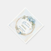Serviette En Papier Bébé En Fleur Bleu Floral Élégant Baby shower Garç (Coin)