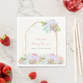 Serviette En Papier Bébé En Fleur Boho Arch Baby shower Cactus (En situation)