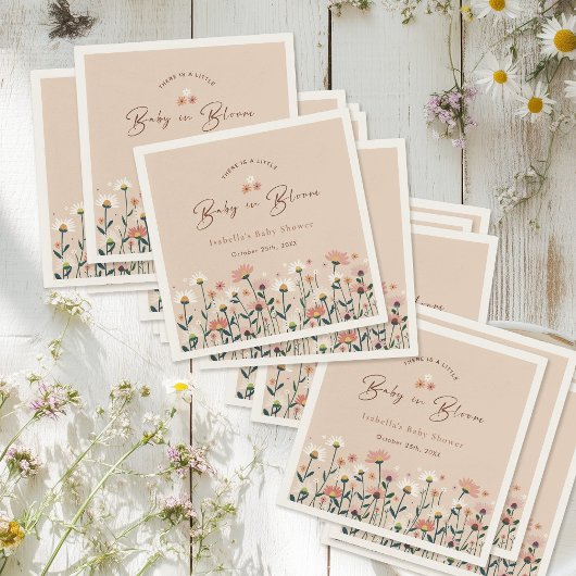 Serviette En Papier Bébé en Fleur Boho Chic Floral Jardin Fête Douche