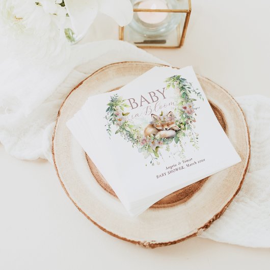 Serviette En Papier Bébé en Fleur Bois Floral Bébé Fille Douche