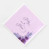 Serviette En Papier Bébé En Fleur D'Aquarelle De Fleur Violet Baby sho (Coin)