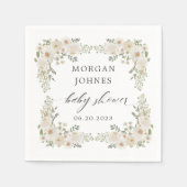 Serviette En Papier bébé en fleur d'ivoire baby shower fleuri (Devant)