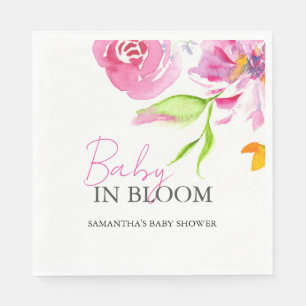 Serviette En Papier Bébé En Fleur Douche Aquarelle