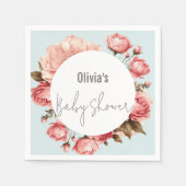 Serviette En Papier Bébé en fleur Élégant Baby shower rose Fleur (Devant)