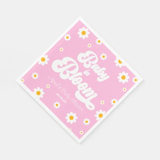 Serviette En Papier Bébé En Fleur Fleur Fleur Fleur Fleur Baby shower  (Coin)