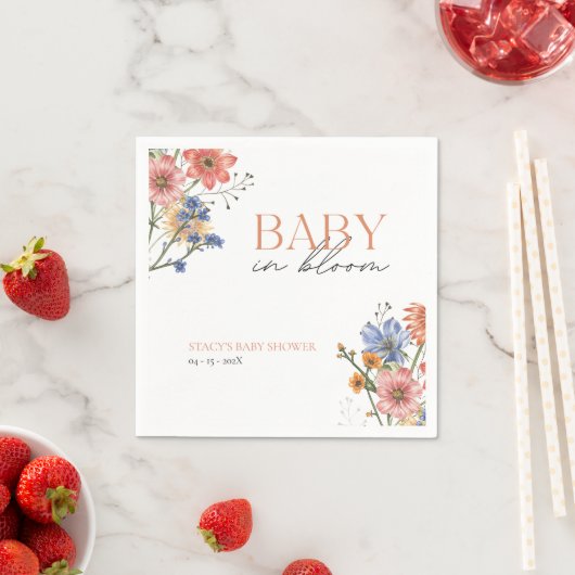Serviette En Papier Bébé en fleur Fleur sauvage Baby shower de printem (En situation)