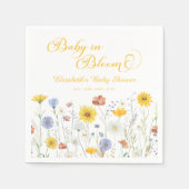 Serviette En Papier Bébé en fleur Fleur sauvage Baby shower jaune (Devant)