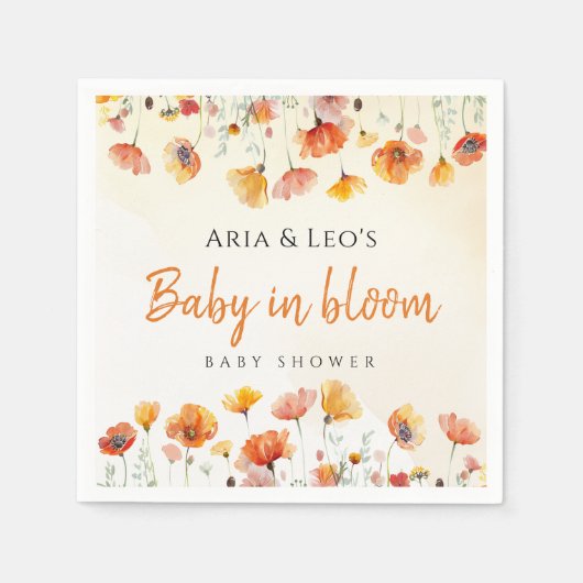 Serviette En Papier Bébé en Fleur Fleur sauvage Baby shower Napkin (Devant)