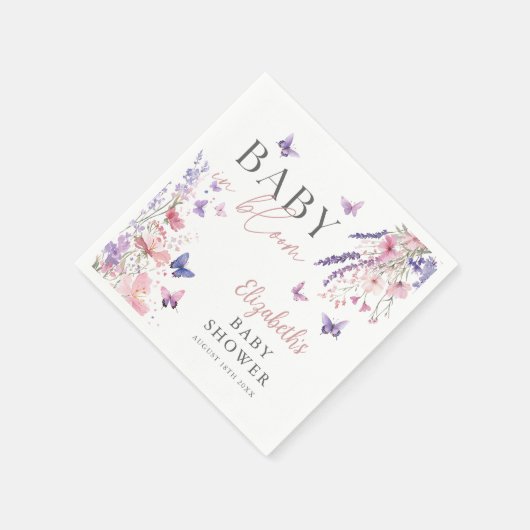 Serviette En Papier Bébé en fleur Fleur sauvage de papillon Baby showe (Coin)